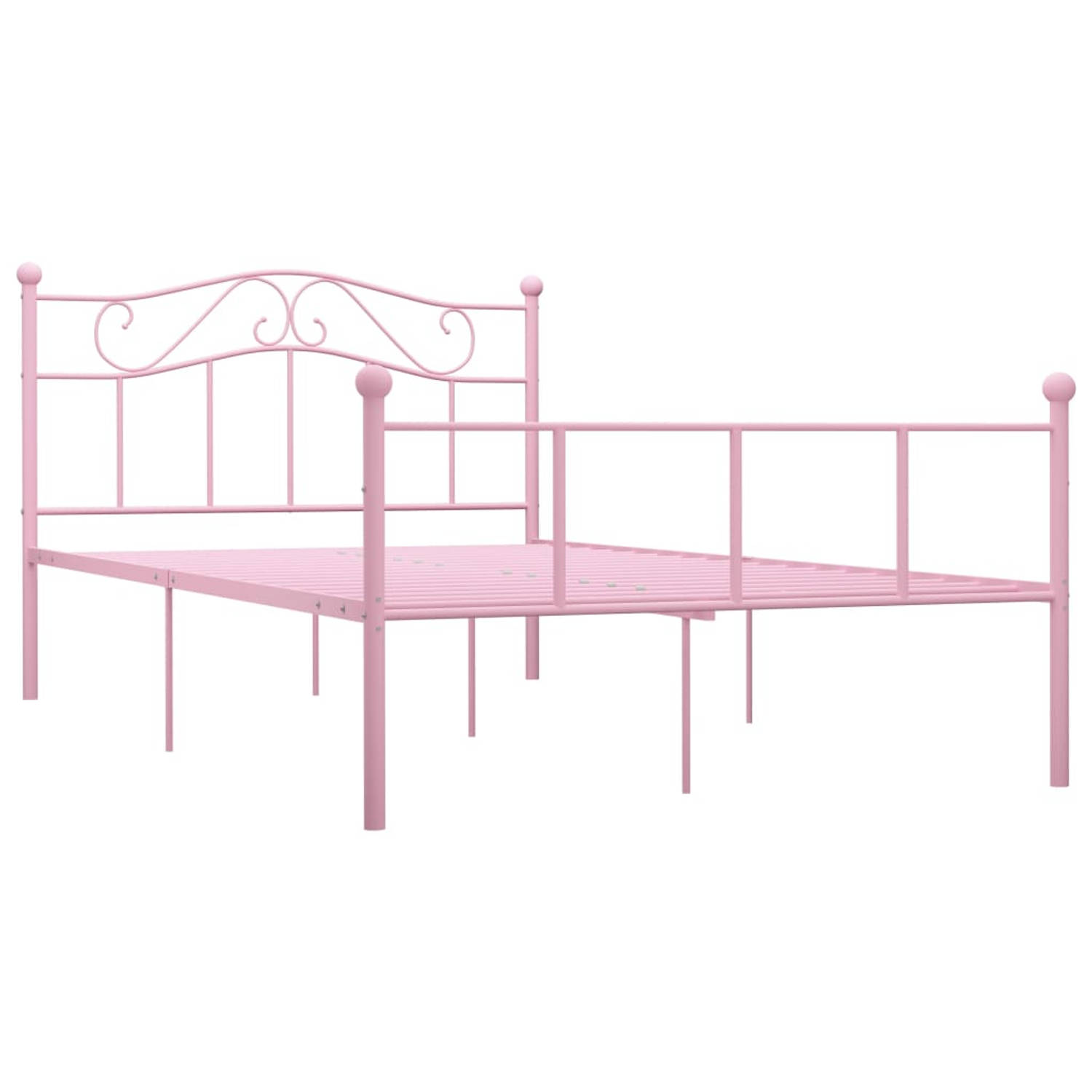 The Living Store Bedframe metaal roze 140x200 cm - Bed