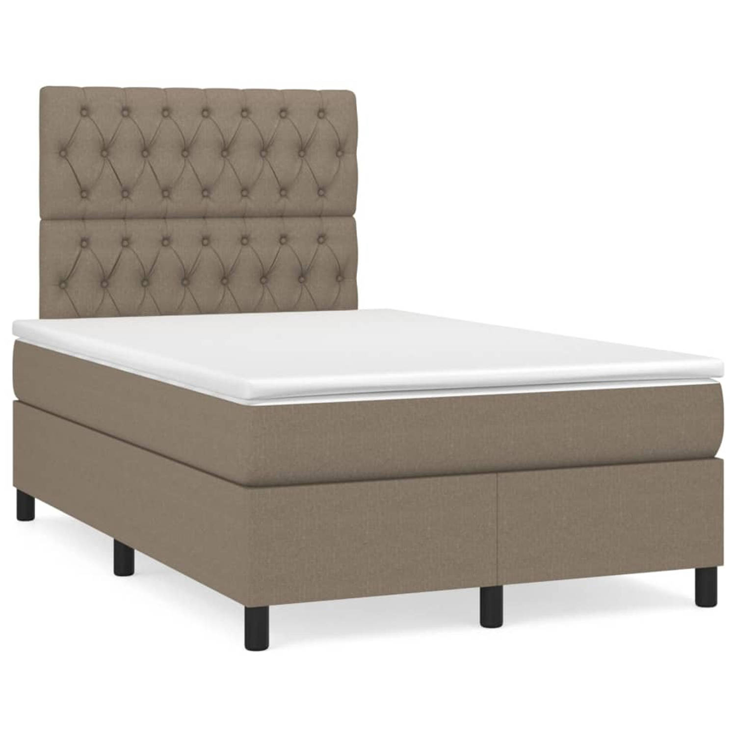 The Living Store Boxspring met matras stof taupe 120x200 cm - Bed