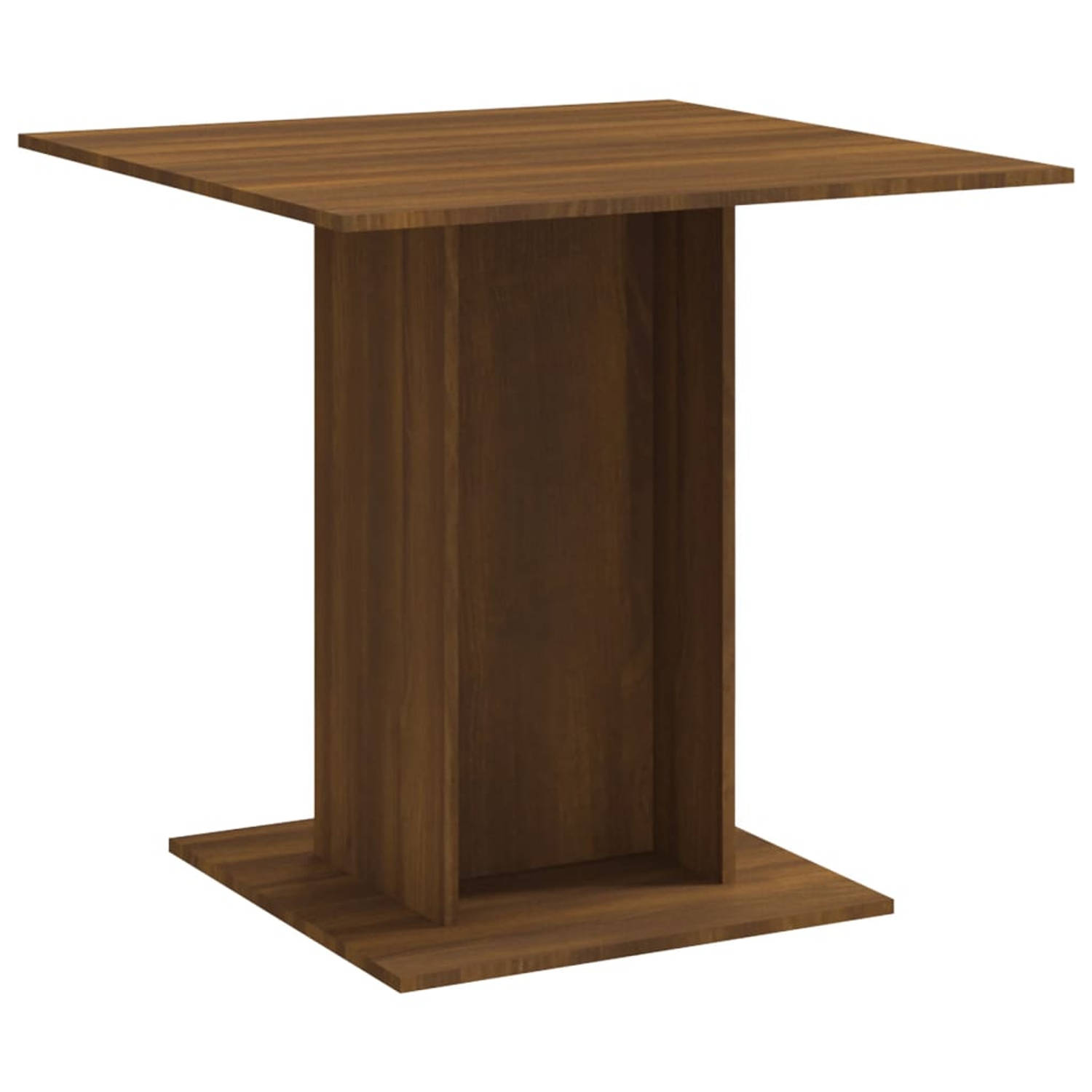 The Living Store Eettafel Bruineiken - 80 x 80 x 75 cm - Onderscheidende minimalistische tafel!