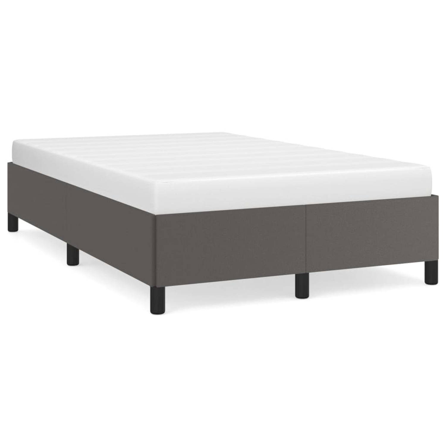 The Living Store Bedframe kunstleer grijs 120x200 cm - Bedframe - Bedframes - Bed - Slaapmeubel - Bedbodem - Ledikant - Tweepersoonsbed - Slaapbed - Bedden - Slaapmeubels - Slaapme