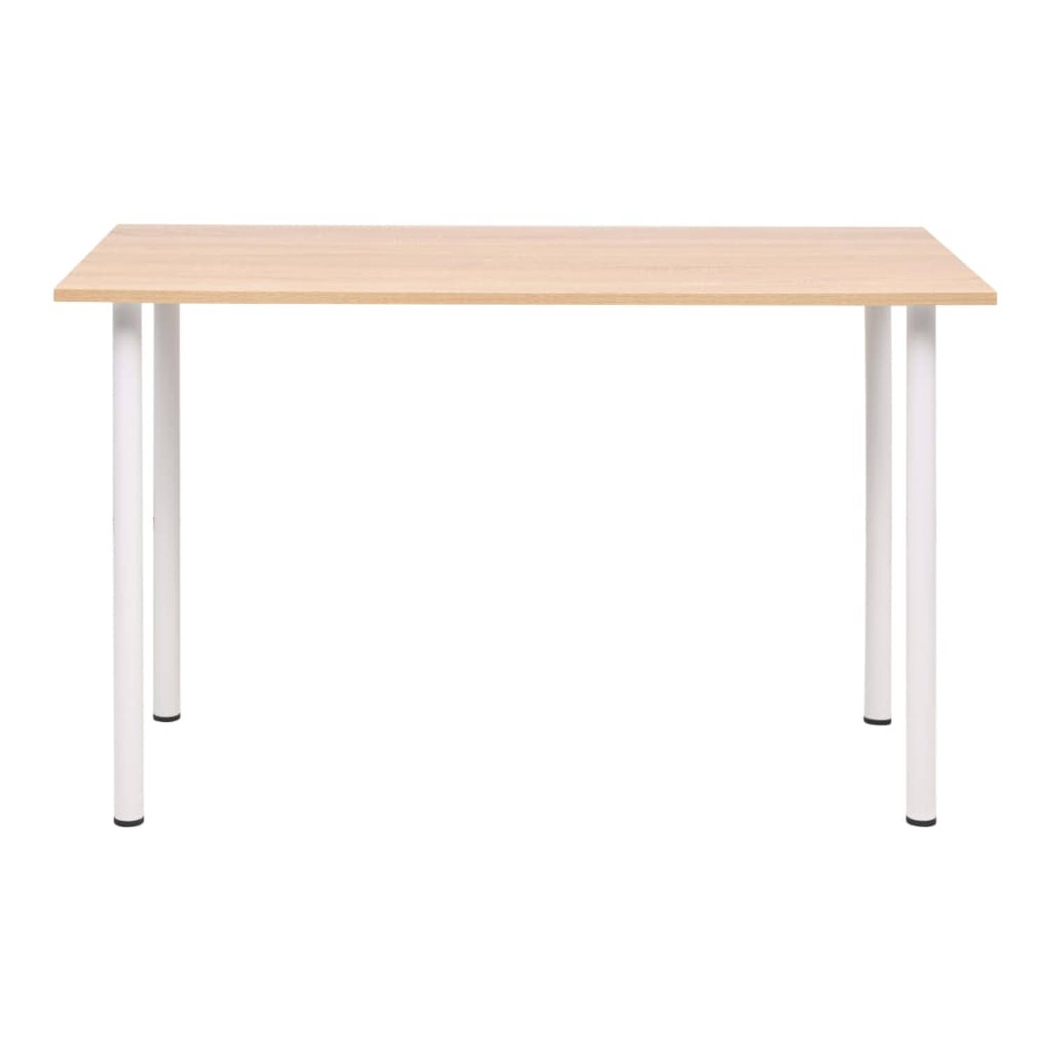 The Living Store Eetkamertafel - Eiken en wit - 120 x 60 x 73 cm - Bewerkt hout met melamine-afwerking en stalen frame
