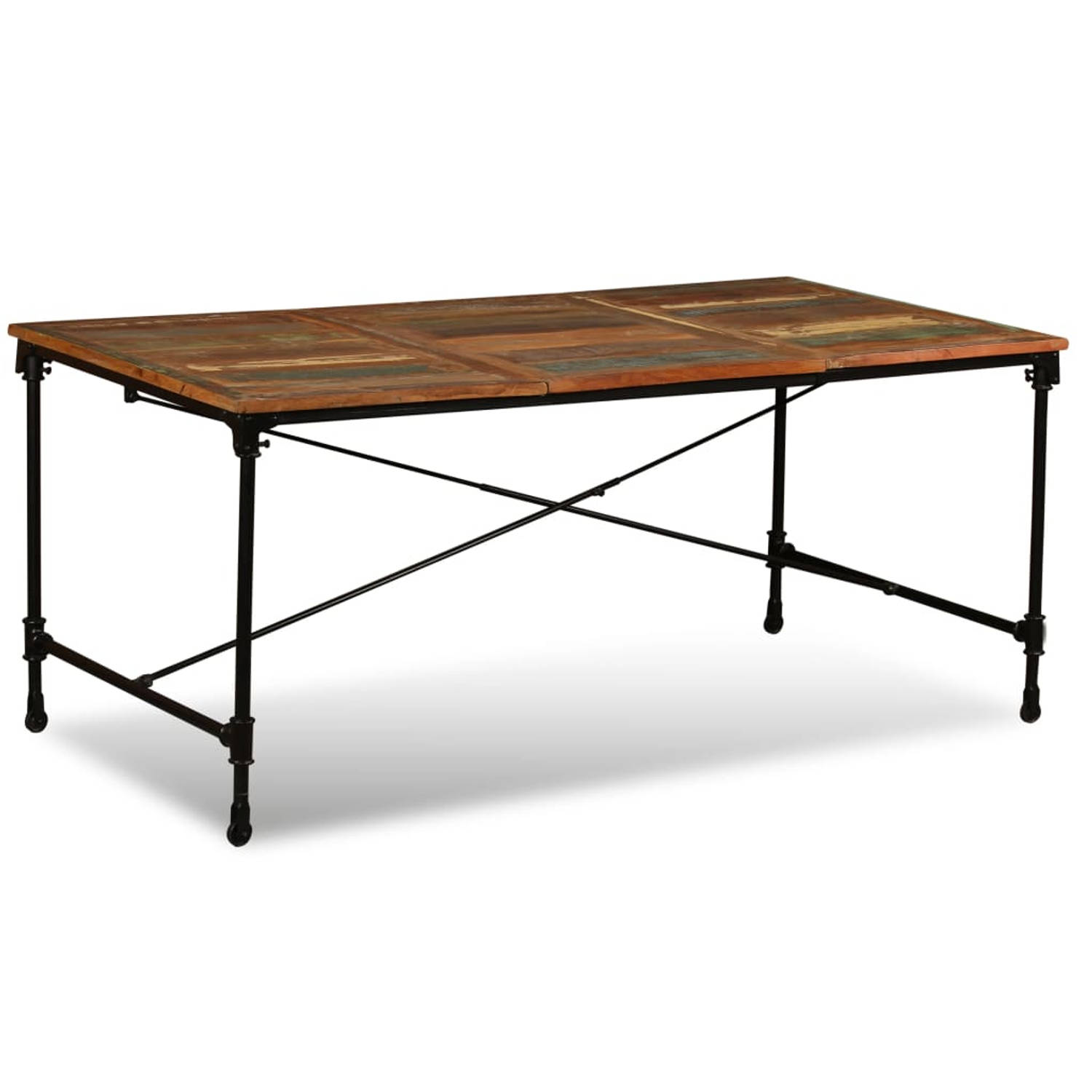 The Living Store Eettafel 180 cm massief gerecycled hout Tafel