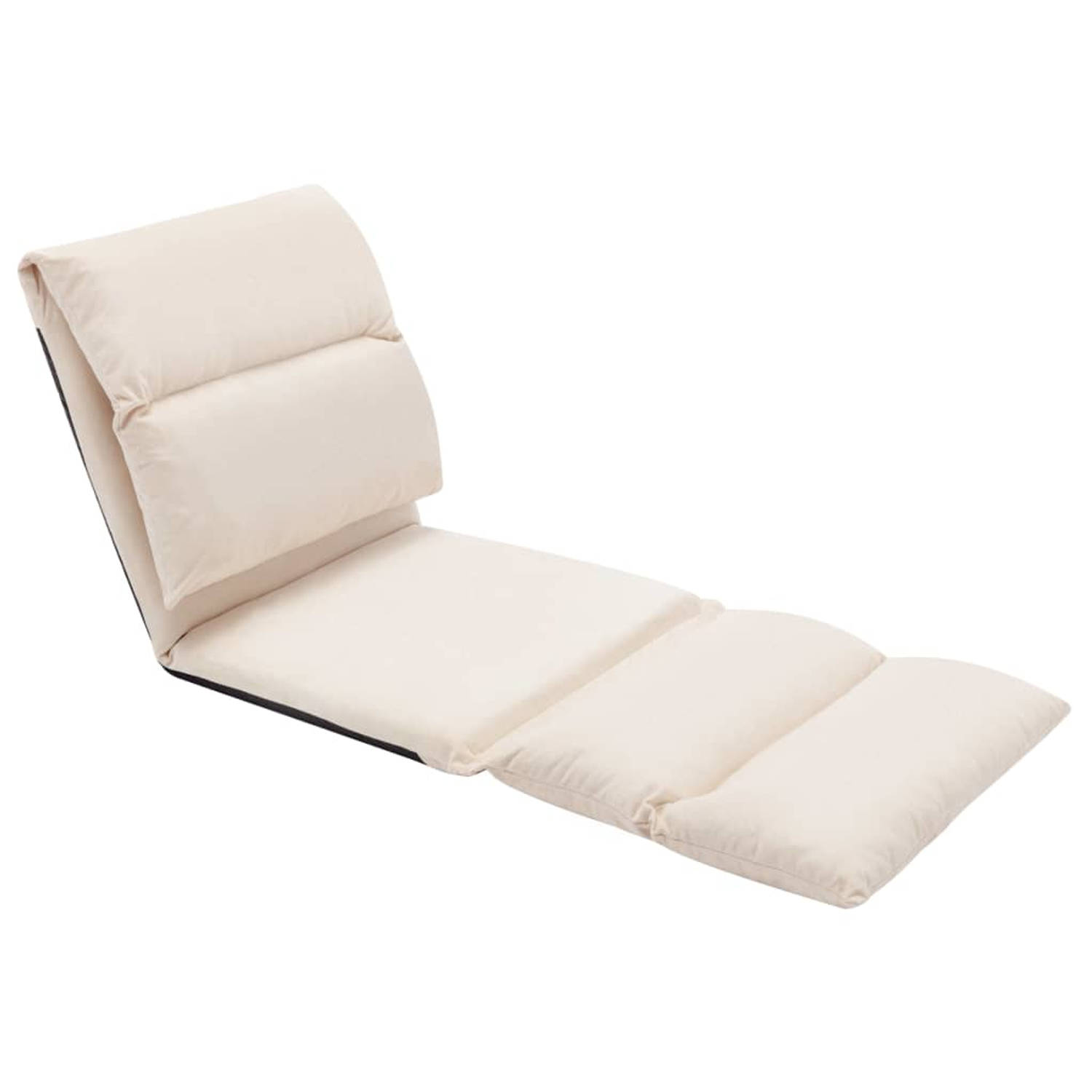 The Living Store Vloerstoel Loungebed - Crème - 216 x 56 x 9 cm - Microvezel