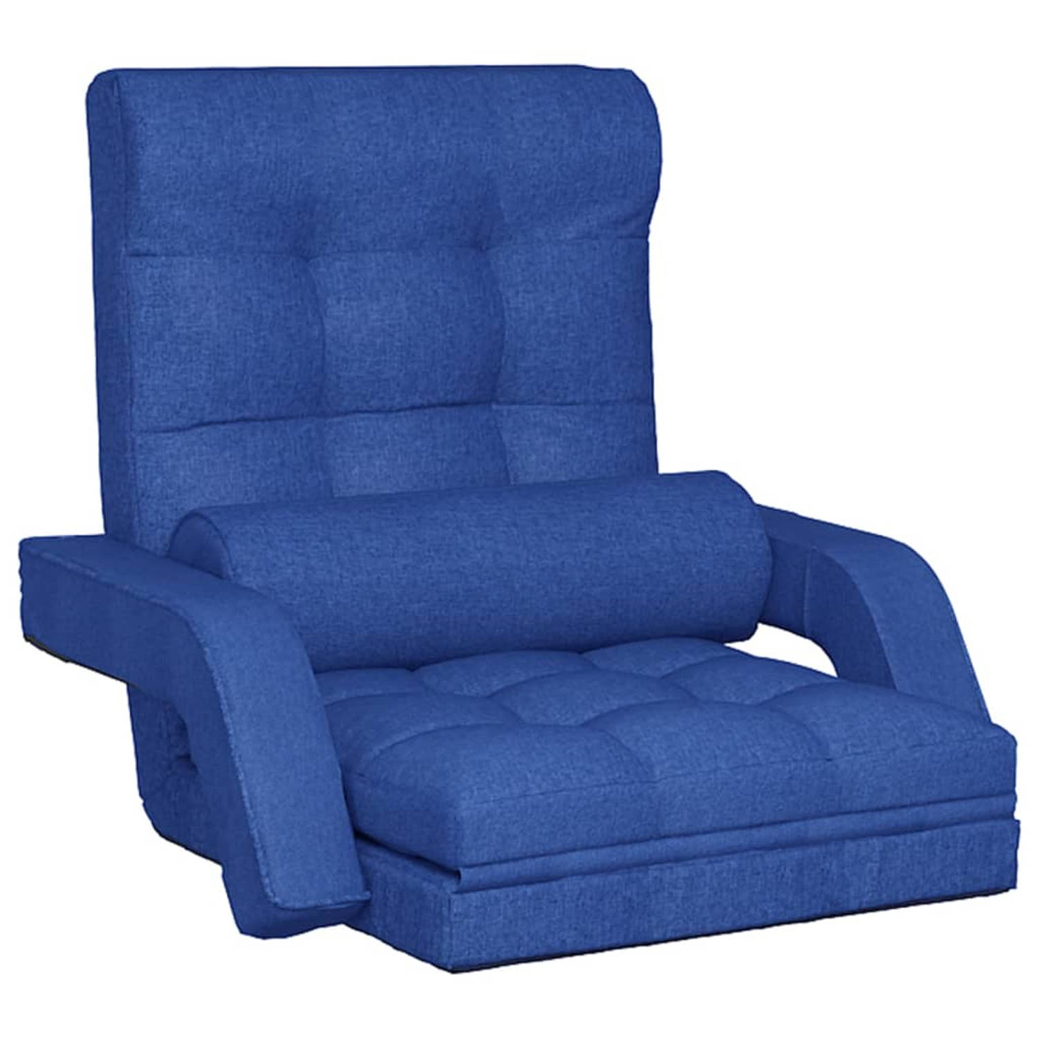 The Living Store Vloerstoel met bedfunctie inklapbaar stof blauw - Chaise longue