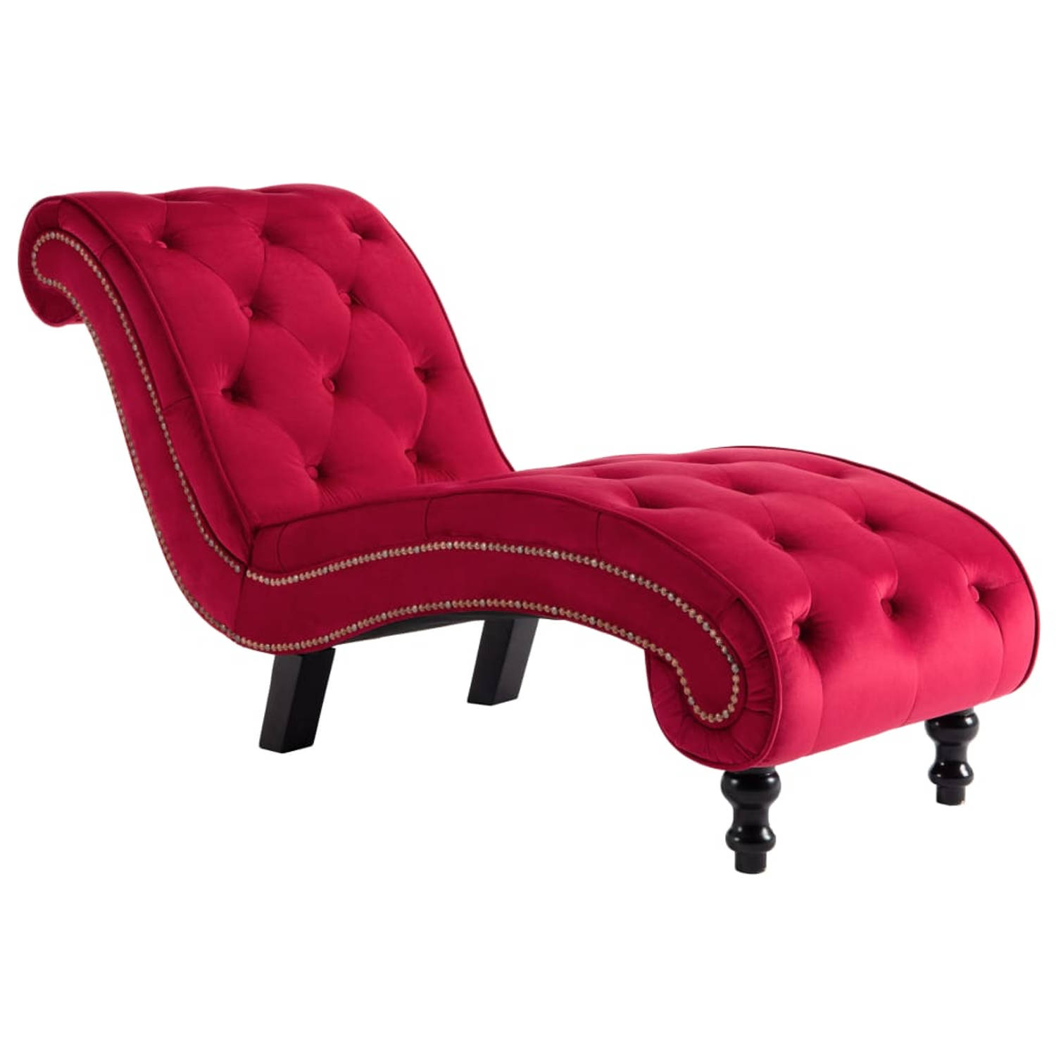 The Living Store Chaise longue fluweel rood - Chaise longue