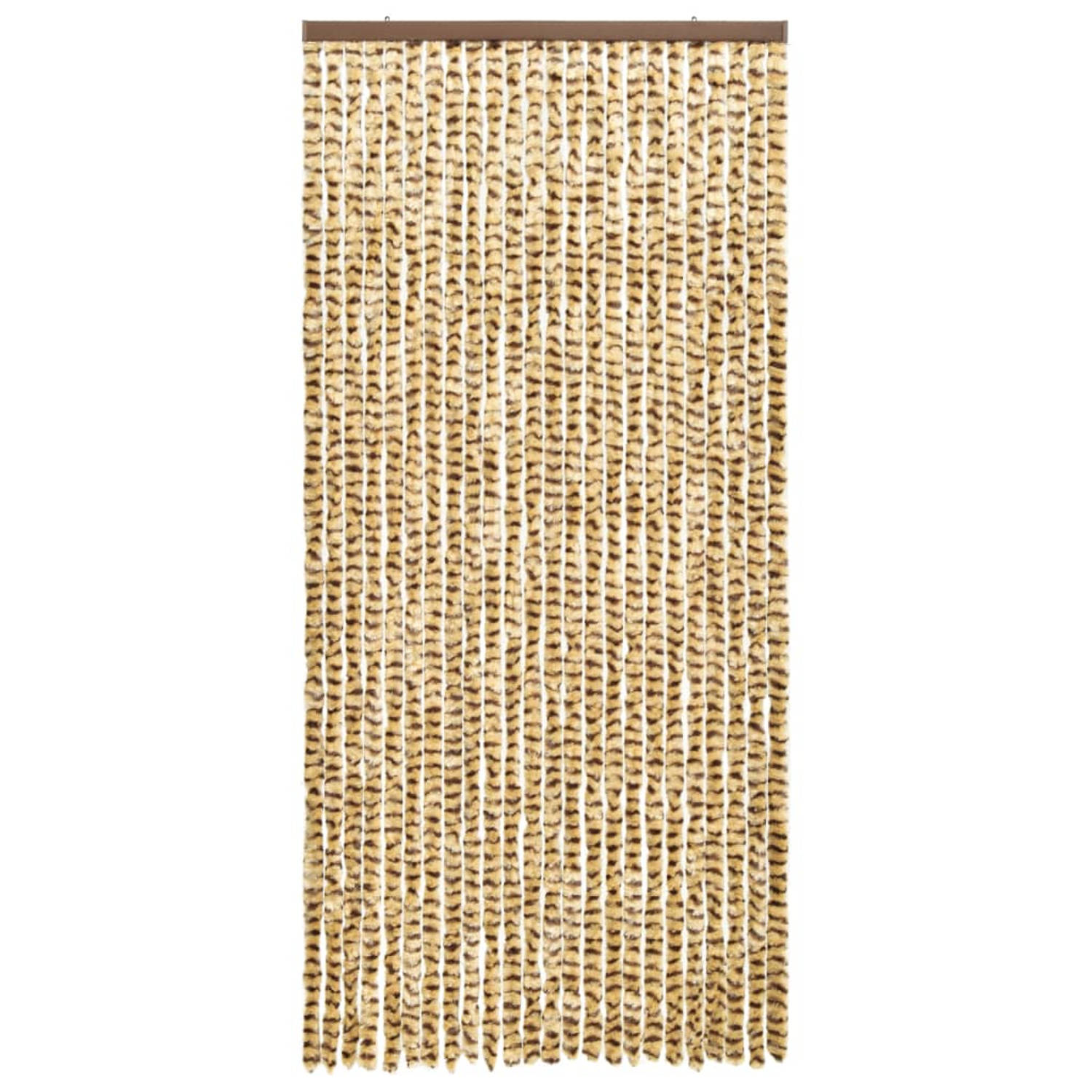 The Living Store Vliegengordijn Chenille 100 x 220 cm - Beige/Bruin