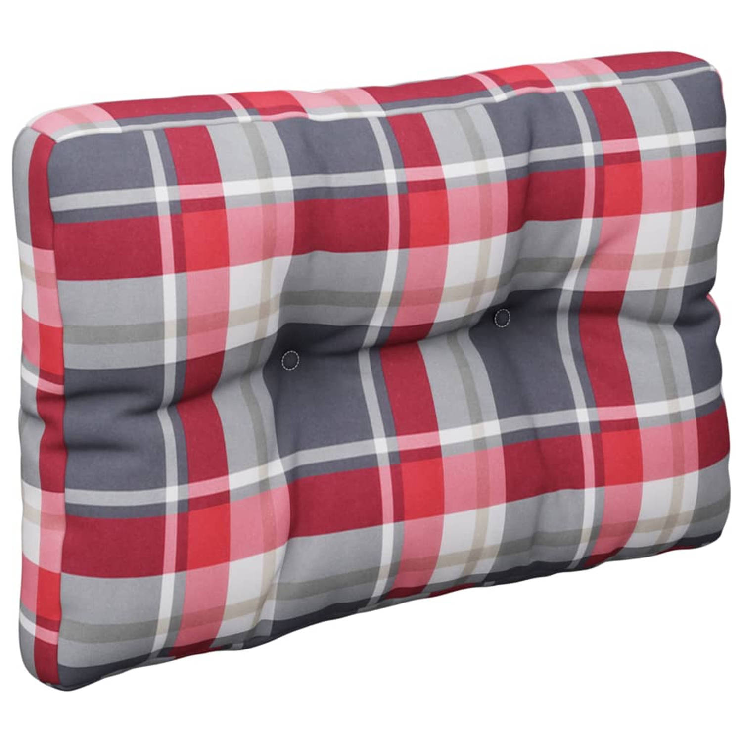 The Living Store palletkussen - polyester - 60 x 40 x 12 cm - rood ruitpatroon