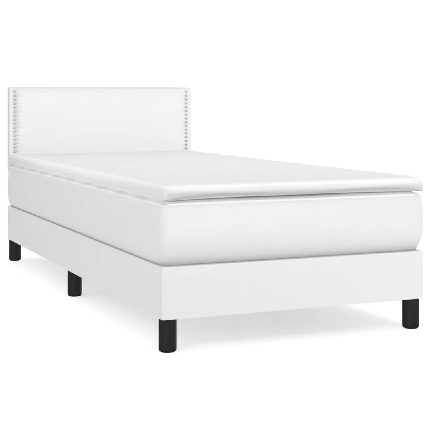 The Living Store Boxspring met matras kunstleer wit 90x200 cm - Boxspring - Boxsprings - Bed - Slaapmeubel - Boxspringbed - Boxspring Bed - Tweepersoonsbed - Bed Met Matras - Bedfr