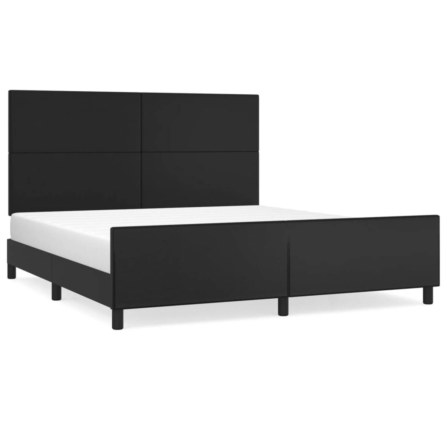 The Living Store Bedframe met hoofdbord kunstleer zwart 180x200 cm - Bed