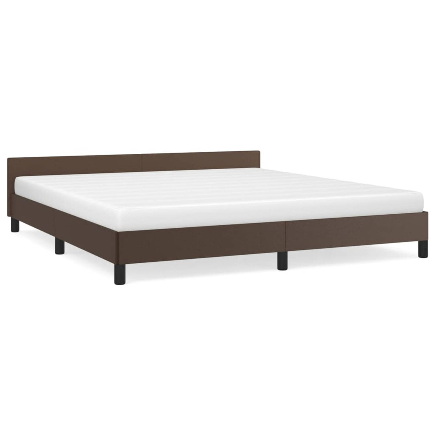 The Living Store Bedframe met hoofdbord kunstleer bruin 180x200 cm - Bedframe Met Hoofdbord - Bedframes Met Hoofdborden - Bedframe - Bed - Slaapmeubel - Bedbodem - Ledikant - Eenpe