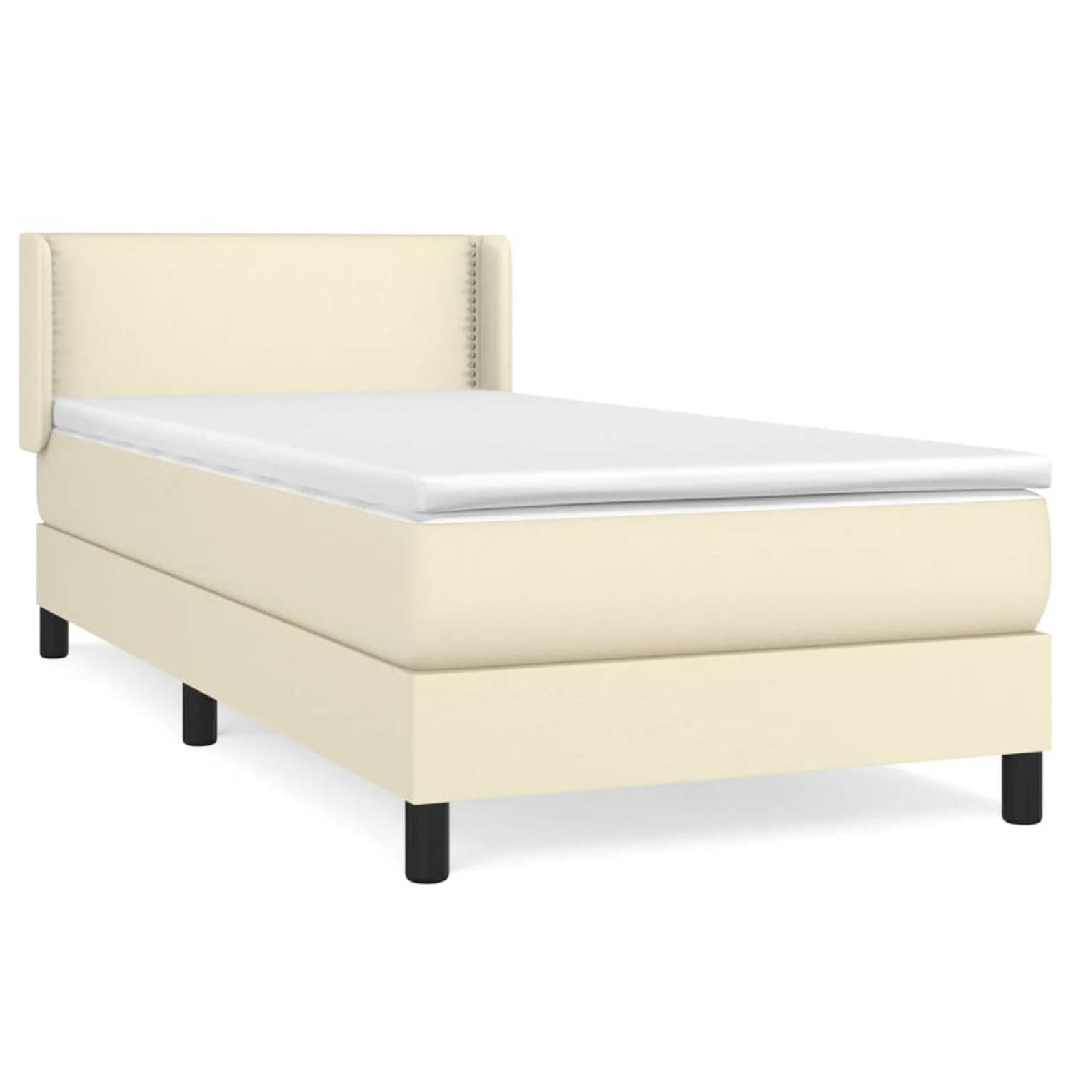 The Living Store Boxspring met matras kunstleer crèmekleurig 80x200 cm - Boxspring - Boxsprings - Bed - Slaapmeubel - Boxspringbed - Boxspring Bed - Tweepersoonsbed - Bed Met Matra