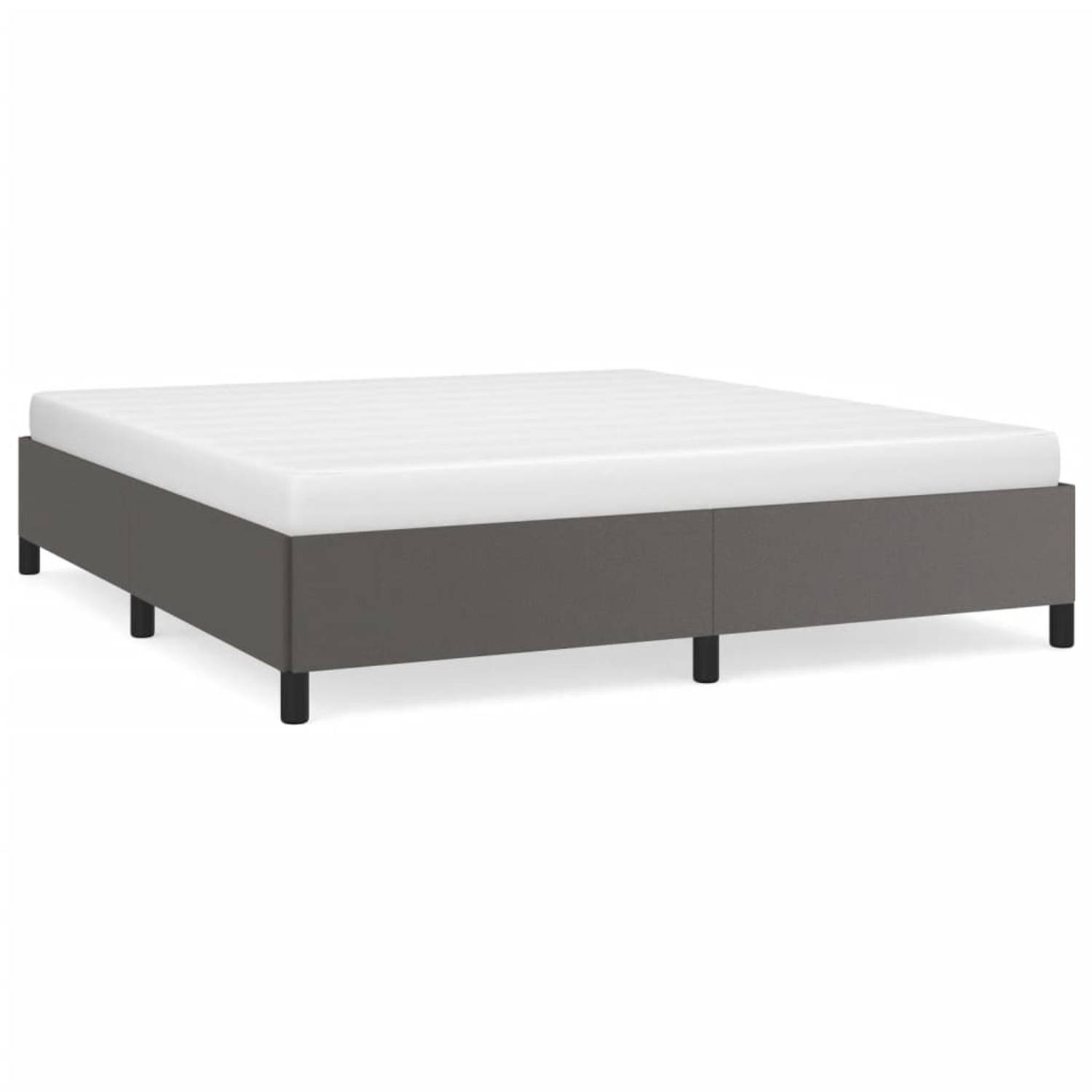 The Living Store Bedframe kunstleer grijs 160x200 cm - Bedframe - Bedframes - Bed - Slaapmeubel - Bedbodem - Ledikant - Tweepersoonsbed - Slaapbed - Bedden - Slaapmeubels - Slaapme