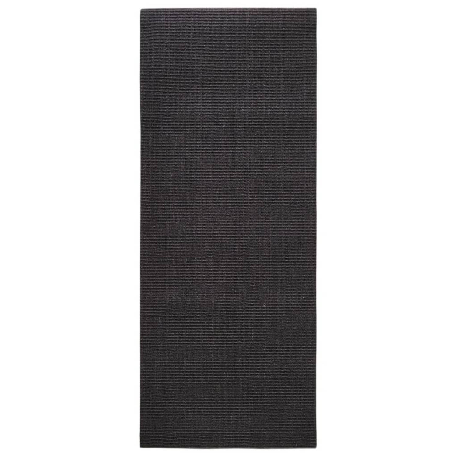 The Living Store Vloerkleed Sisal - 100 x 250 cm - Zwart