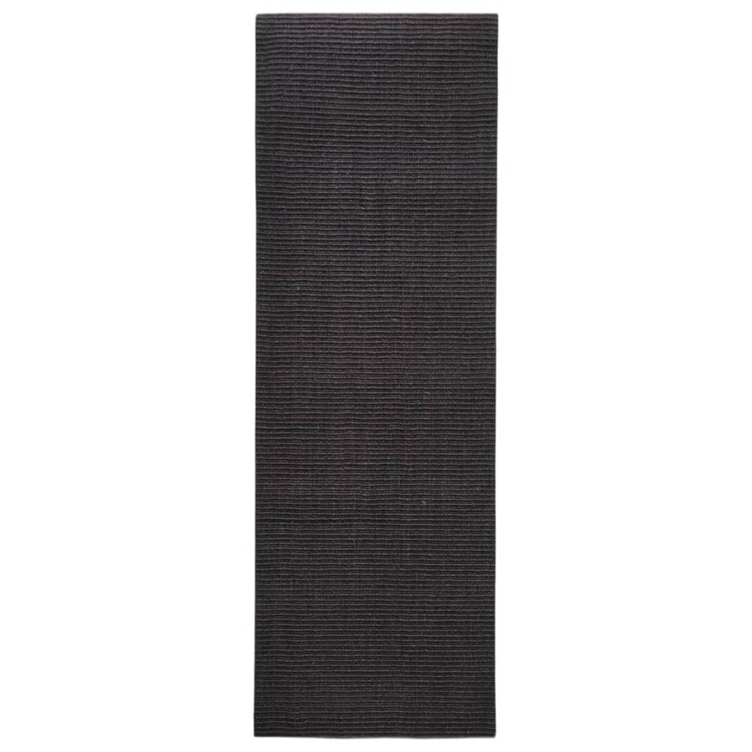 The Living Store Sisal Vloerkleed - 66 x 200 cm - Anti-slip - Zwart