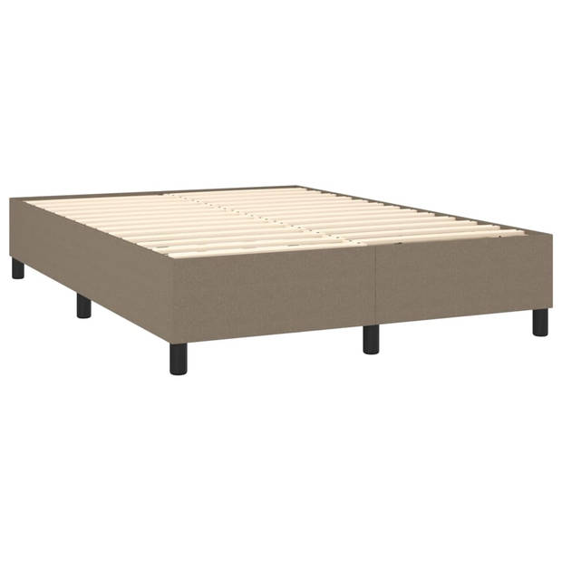 vidaXL Boxspring met matras en LED stof taupe 140x190 cm