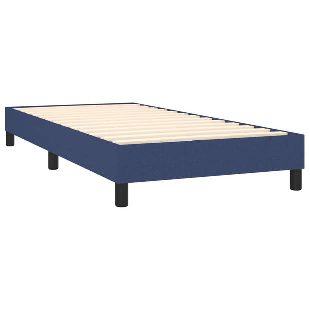 vidaXL Boxspring met matras en LED stof blauw 90x190 cm