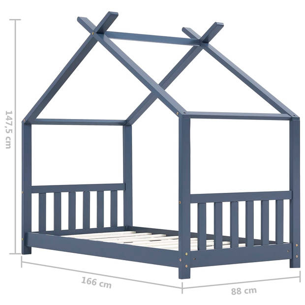 vidaXL Kinderbedframe massief grenenhout grijs 80x160 cm