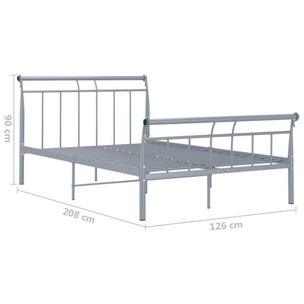 vidaXL Bedframe metaal grijs 120x200 cm