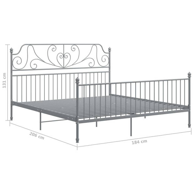 vidaXL Bedframe metaal grijs 180x200 cm