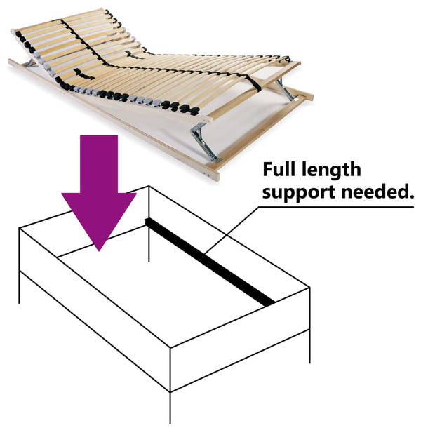 The Living Store Lattenbodem - 195 x 90 x 9 cm - Massief beukenhouten frame - 28 latten - Verstelbare stevigheid - SBS