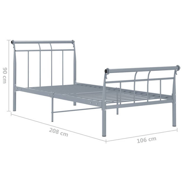 vidaXL Bedframe metaal grijs 100x200 cm