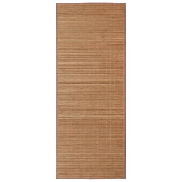 The Living Store Bamboe Mat - Moderne - Tapijt - 80 x 300 cm - PVC Anti-slip Onderkant - Bruin - Gemakkelijk Schoon te