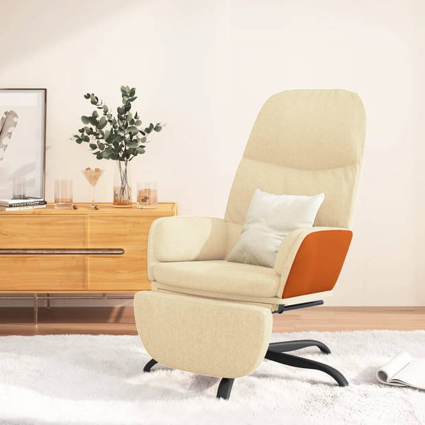The Living Store Relaxstoel met Voetenbank - Crème - 70x77x98 cm - Comfortabele en Stijlvolle Relaxstoel - 360 Graden