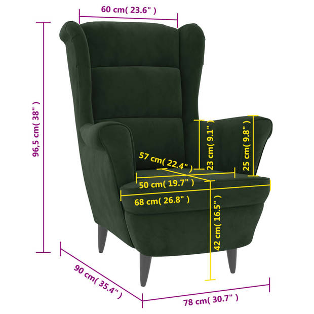 The Living Store Fauteuil Groen Fluweel - 81 x 90 x 96.5 cm - Stabiel Multiplex Frame - Comfortabele Zitting - 110 kg