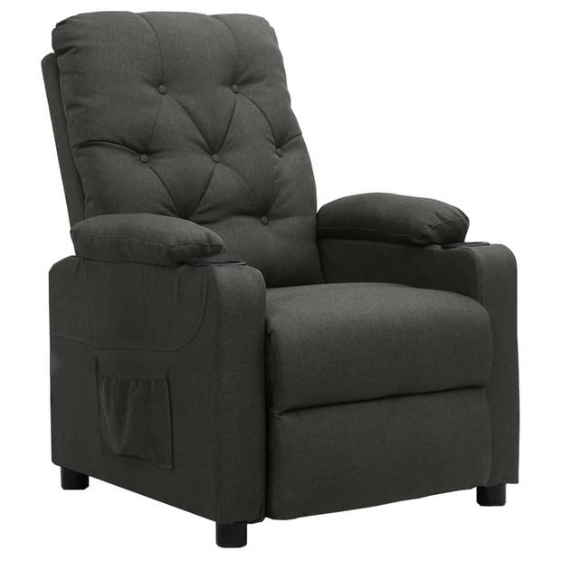 The Living Store Verstelbare Fauteuil - Luxe - Comfortabel - Donkergrijs - Stof - Metaal - 78.5x93x96.5cm -