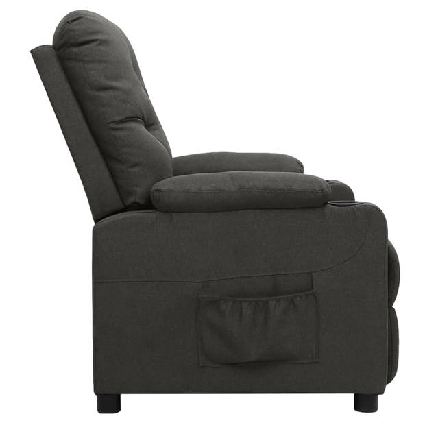 The Living Store Verstelbare Fauteuil - Luxe - Comfortabel - Donkergrijs - Stof - Metaal - 78.5x93x96.5cm -