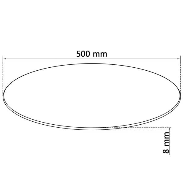 The Living Store Tafelblad - Gehard glas - 500 mm diameter - 8 mm dikte