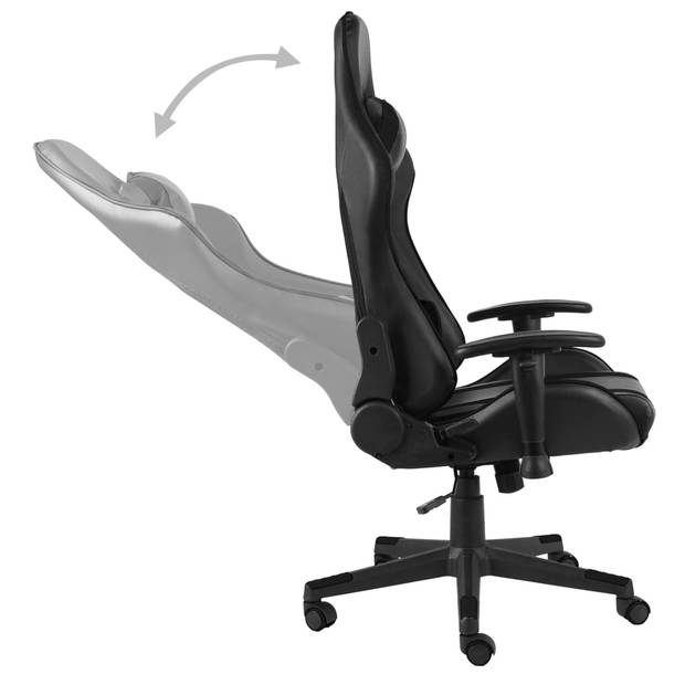 The Living Store Gamingstoel - Hoge rugleuning - Ergonomische zitting - Verstelbaar - Zwarte kleur - Metaal - PVC -