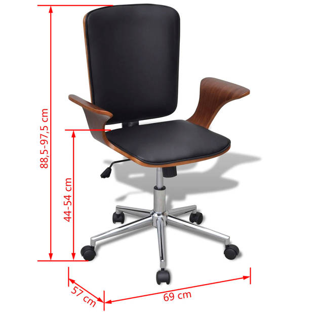 The Living Store Kantoormeubilair - ergonomische bureaustoel - walnotenhouten frame - 69 x 57 cm (B x D) - hoogwaardig