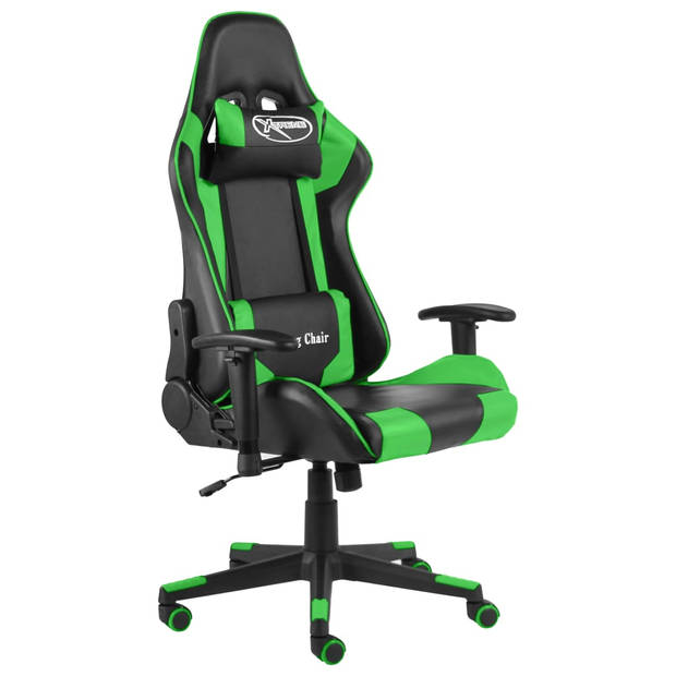 The Living Store Gamingstoel - Luxe Opvallende Stoel - Ergonomisch en Comfortabel - Groen/Zwart - 68 x 69 x (123-133)