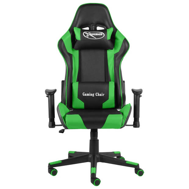 The Living Store Gamingstoel - Luxe Opvallende Stoel - Ergonomisch en Comfortabel - Groen/Zwart - 68 x 69 x (123-133)