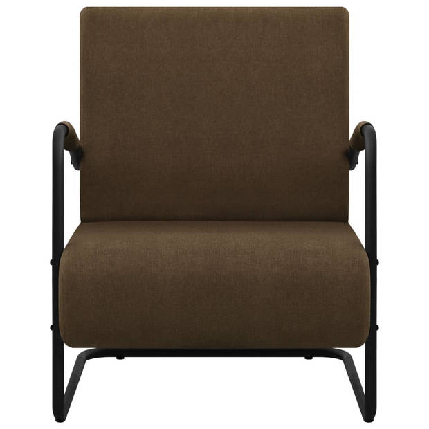 The Living Store Relaxfauteuil - - Fauteuils - 64.5 x 77 x 84 cm - Donkerbruin/Zwart - Polyester en Gepoedercoat