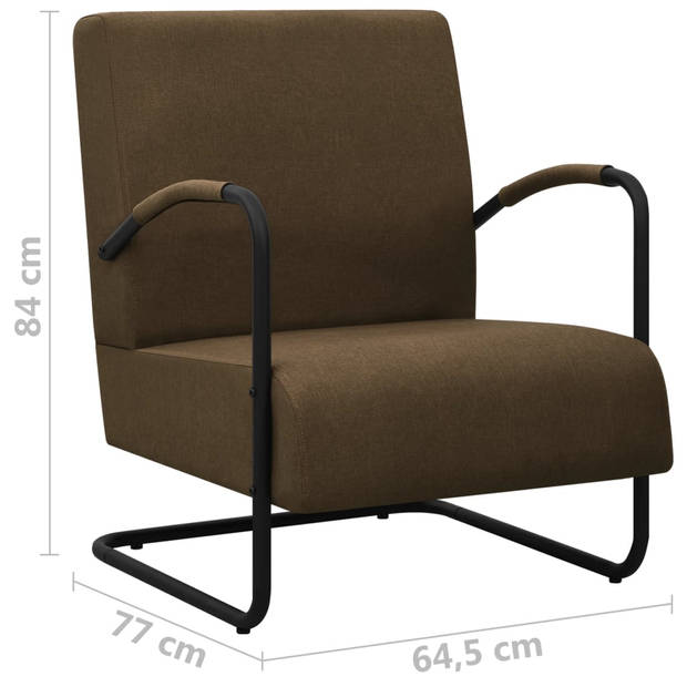 The Living Store Relaxfauteuil - - Fauteuils - 64.5 x 77 x 84 cm - Donkerbruin/Zwart - Polyester en Gepoedercoat