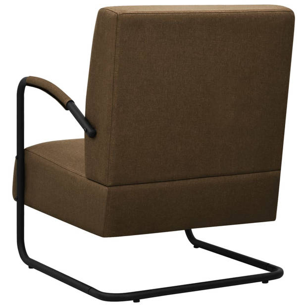 The Living Store Relaxfauteuil - - Fauteuils - 64.5 x 77 x 84 cm - Donkerbruin/Zwart - Polyester en Gepoedercoat