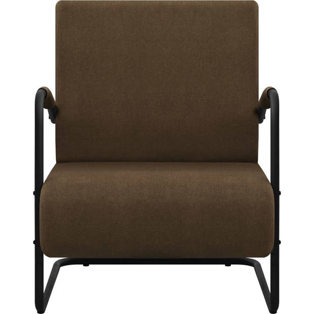 The Living Store Relaxfauteuil - - Fauteuils - 64.5 x 77 x 84 cm - Donkerbruin/Zwart - Polyester en Gepoedercoat