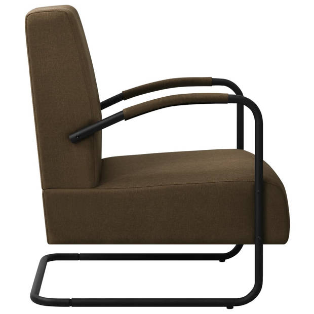 The Living Store Relaxfauteuil - - Fauteuils - 64.5 x 77 x 84 cm - Donkerbruin/Zwart - Polyester en Gepoedercoat