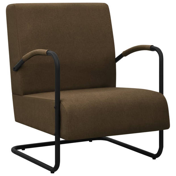 The Living Store Relaxfauteuil - - Fauteuils - 64.5 x 77 x 84 cm - Donkerbruin/Zwart - Polyester en Gepoedercoat