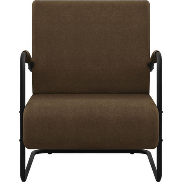 The Living Store Relaxfauteuil - - Fauteuils - 64.5 x 77 x 84 cm - Donkerbruin/Zwart - Polyester en Gepoedercoat