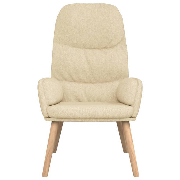 The Living Store Fauteuil - Dik gevoerd - Zacht aanvoelende stof - Metalen frame - Rubberwood poten - Kleur- crème -