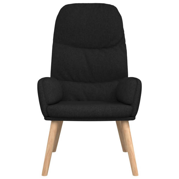 The Living Store Fauteuil - Relaxstoel - Zwart - 70x77x98 cm - Dik gevoerd - Zacht stof - Metalen frame - Rubberwood