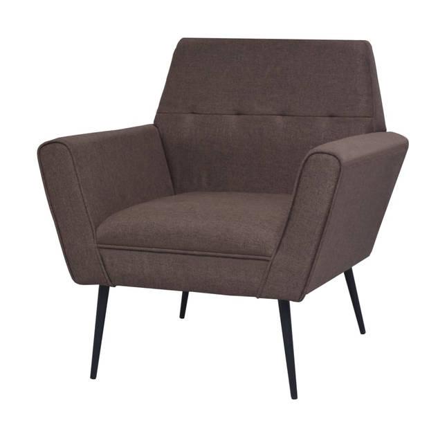 The Living Store Fauteuil - Bruin - 72 x 66 x 78 cm - Massief houten frame - Slijtvaste stoffen bekleding -