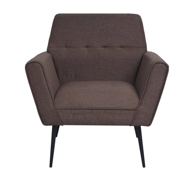 The Living Store Fauteuil - Bruin - 72 x 66 x 78 cm - Massief houten frame - Slijtvaste stoffen bekleding -