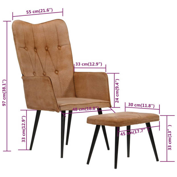 The Living Store Armstoel Canvas Bruin - Hoogwaardig - Optimaal Comfort - Stabiele Voeten - Multi-functioneel -