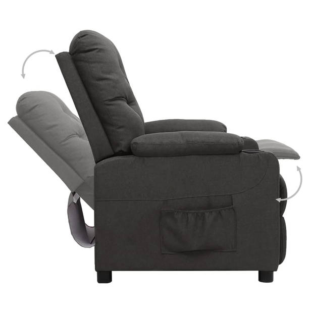 The Living Store Verstelbare Fauteuil - Luxe - Comfortabel - Donkergrijs - Stof - Metaal - 78.5x93x96.5cm -