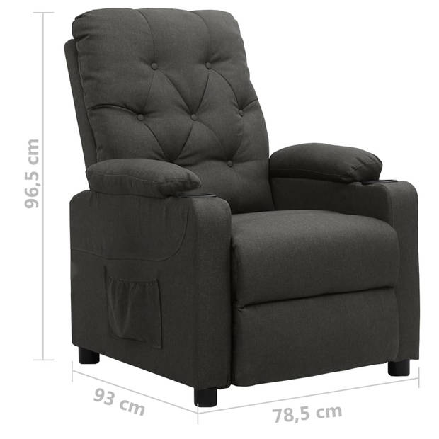 The Living Store Verstelbare Fauteuil - Luxe - Comfortabel - Donkergrijs - Stof - Metaal - 78.5x93x96.5cm -