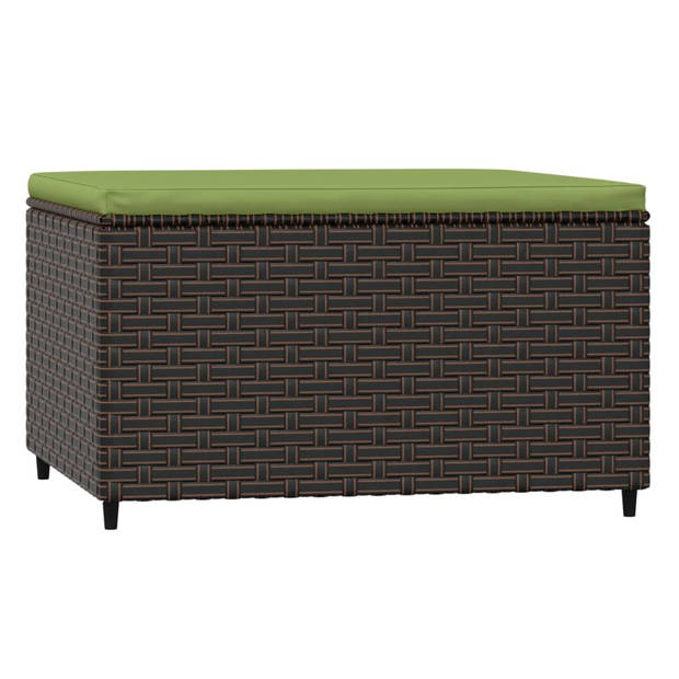 The Living Store Voetenbanken - Bruin - 55 x 55 x 31 cm - Weerbestendig PE-rattan - Comfortabel zitkussen - Inclusief